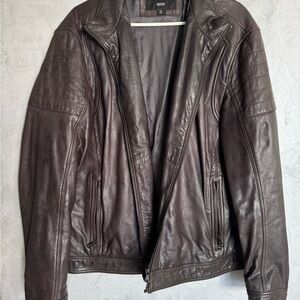 Hugo Boss Men's Dark Brown Leather Jacket